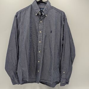 Polo Ralph Lauren Men's Pinstripe Button Down Shirt Blue Cotton Classic preppy